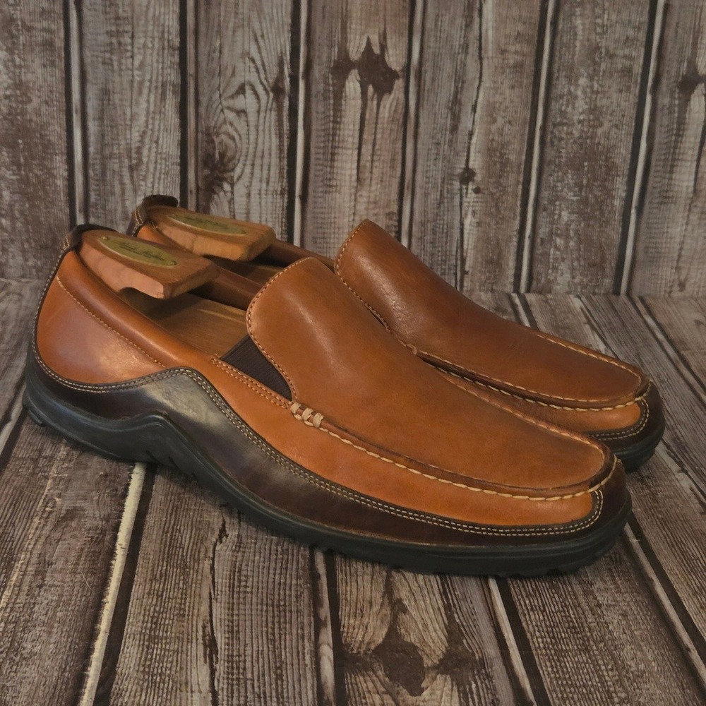 Sz 9 M Mens Cole Haan Tucker Venetian Brown Leather Vibram Sole Loafers Shoes